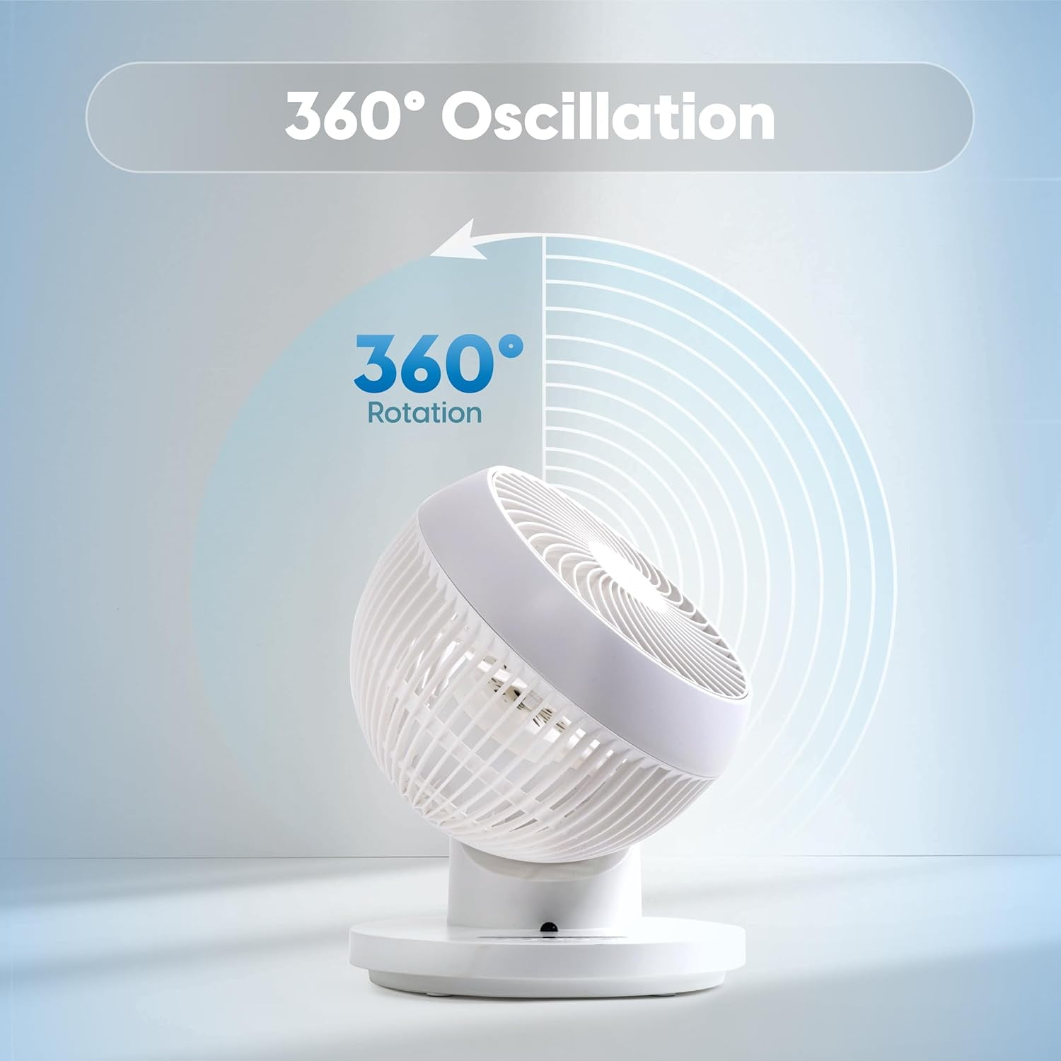 IRIS WOOZOO Fan with Remote, 360° Oscillating Fan, Desk Fan, Table Air Circulator, 3 Speeds, 52 ft Air Distance