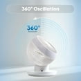 thumbnail image 4 of IRIS USA WOOZOO Fan with Remote, 360° Oscillating Fan, Desk Fan, Table Air Circulator, 3 Speeds, 52 ft Air Distance, Low Noise Motor, 13 Inches, White, 4 of 8