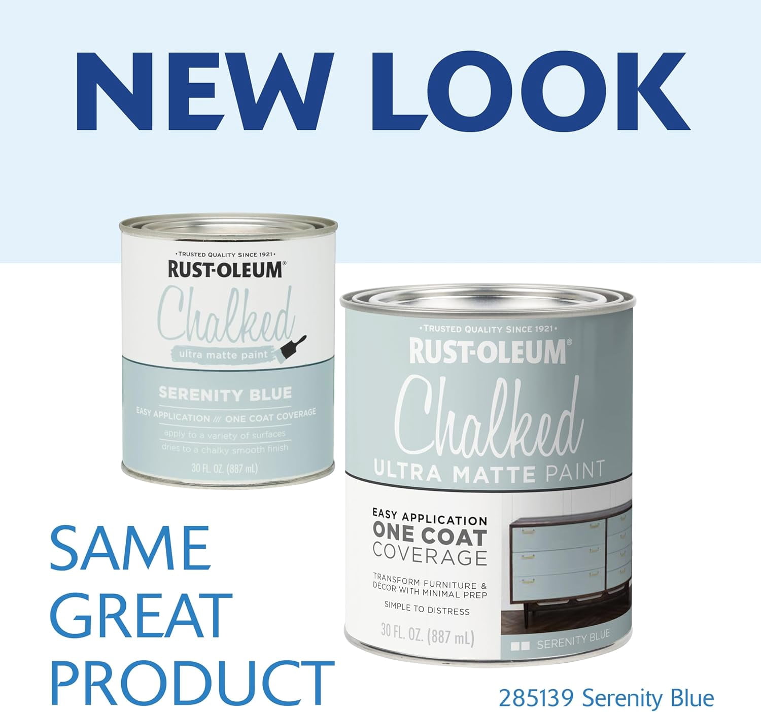 Rust-Oleum 285139 Chalked Serenity Blue Ultra Matte Paint, Quart, 4 Pack