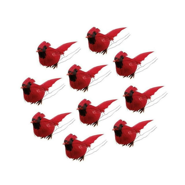 serony 10pcs Artificial Red Cardinal Birds for Centerpieces Home Garden Decor Red Cardinals