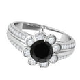 thumbnail image 3 of Aonejewelry 1.35 Ct. Halo Black Diamond Engagement Ring In 14k White Gold, 3 of 4