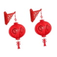 thumbnail image 2 of Tachiuwa 2Pcs Red Chinese Lantern Flocking Cloth Hanging Lantern 3D Puzzle Lantern for Spring Festival Restaurant 26cmx50cm, 2 of 9