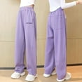 thumbnail image 2 of Gubotare Tween Sweatpants Girls Trendy Long Girls Wide Leg Pants Sweatpants Elastic Waist Baggy Pants Size 8-9 (Purple,8-9 Years), 2 of 7