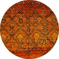 thumbnail image 1 of Ahgly Company Machine Washable Indoor Round Abstract Orange Red Area Rugs, 7' Round, 1 of 7