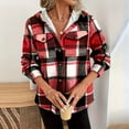 thumbnail image 2 of VIWORLD Women's Winter Long Sleeve Plaid Coat - Fleece Lined Hooded Jacket with Button Front & Pockets Red，S, 2 of 6