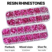 11000 Pcs Hot Pink 2-5mm Resin Flat Back Rhinestones with Clear Glue for Bedazzling Crafting Decorations Greeting Cards