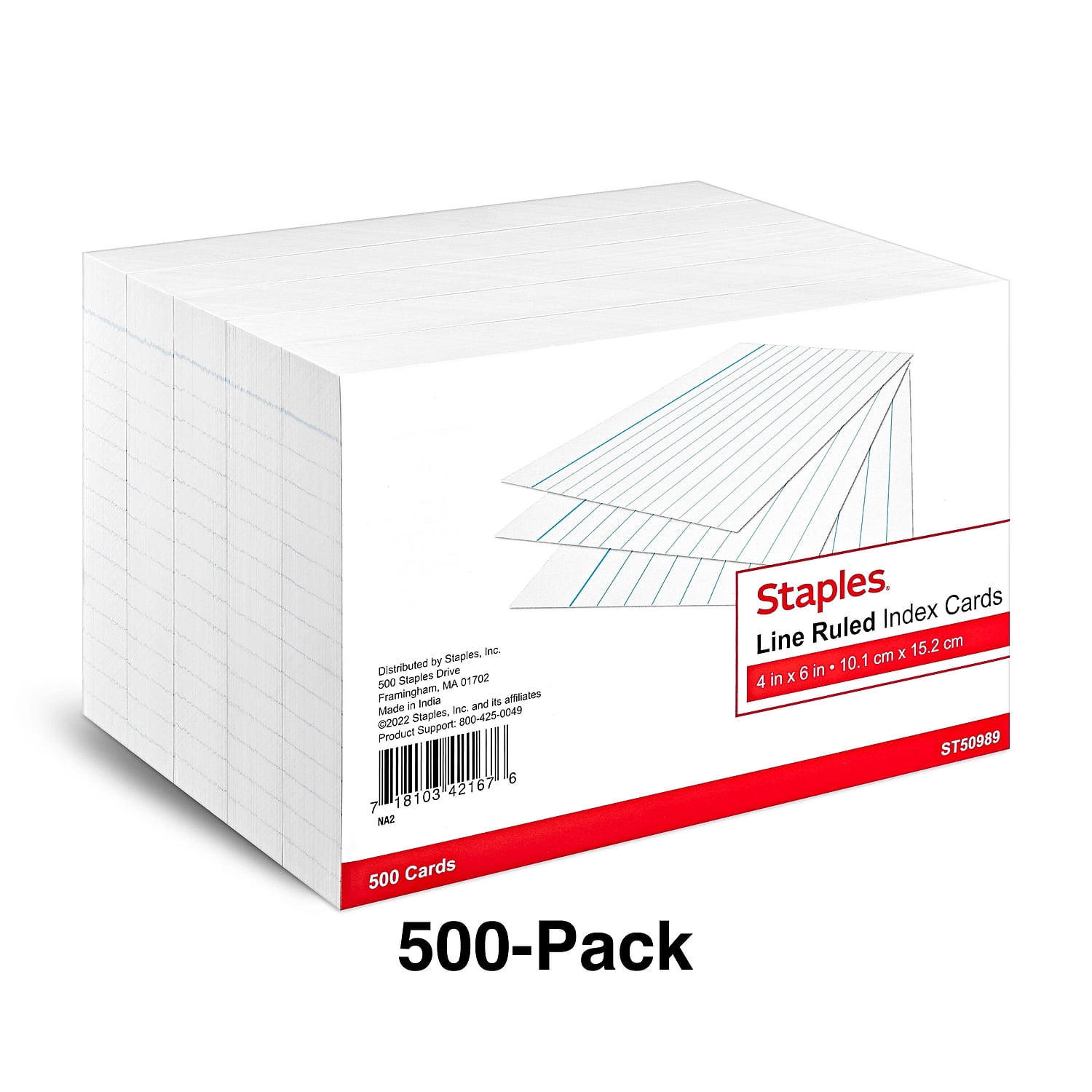 Staples 4" x 6" Index Cards Lined White 1500/Carton ST50989-CCVS