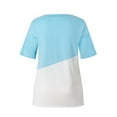 thumbnail image 4 of Camiseta de mujer Color Block Manga corta Top Blusa de cuello redondo, Azul, L Scienceny AP002555-43, 4 of 7