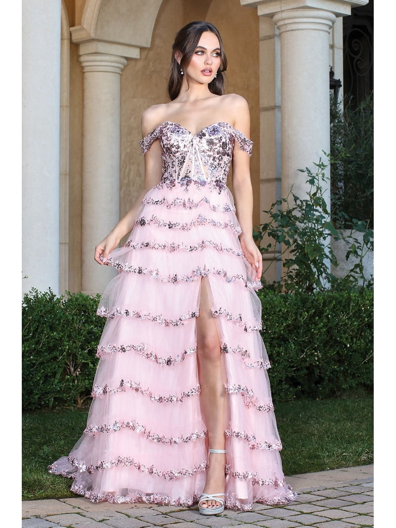 adrianna papell emerald green dress Light Pink Tassel Long Prom Dress A Line Formal Dress Evening Dress 124 –  JulyProm