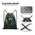 thumbnail image 5 of Drawstring Backpack - Realistic Style Wolf Warrior Splash Proof Small Drawstring Gym Bag for Women Men, Cinch Sports String Bag Backpack for Travel Swimming Beach, 5 of 8