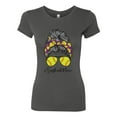 thumbnail image 3 of Messy Bun Softball Mom Life Game Day Vibes Sports Lover | Mother's Day Sports Womens Slim Fit Junior Tee, Dark Grey, L, 3 of 5