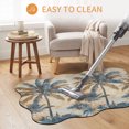 thumbnail image 6 of Scalloped Door Mat 18x30", Navy Blue Brown Absorbent Non Slip Welcome Mats for Front Door, Tropical Botanical Palm Leaves Retro Diatomaceous Entryway Rug for Indoor Bathroom Kitchen Entrance, 6 of 9