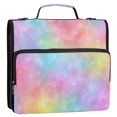thumbnail image 2 of Water-Resistant 3-Ring Binder Organizer with Multiple Pockets Zipper Binder Bag for Office Pastel Rainbow Tie-dye, 2 of 8