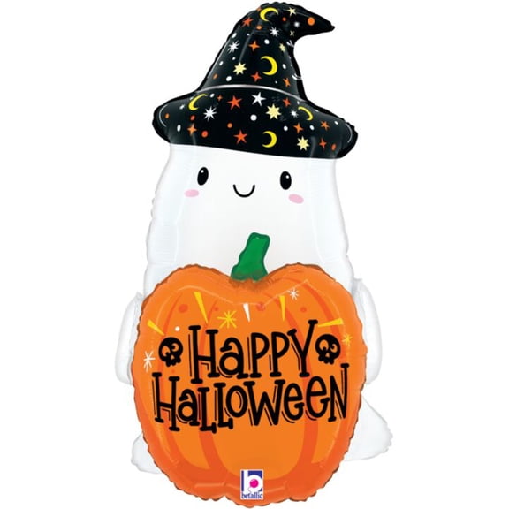 Halloween Pumpkin Ghost 25 Inch Foil Mylar Balloon [25401]