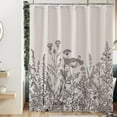 thumbnail image 2 of Black and White Vintage Floral Shower Curtain 72 x 72 Inch, Waterproof Fabric Botanical Plant Flower Bathroom Shower Curtains with 12 Hooks, 2 of 6