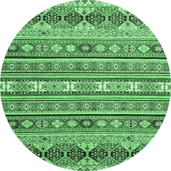 Ahgly Company Indoor Round Abstract Emerald Green Modern Area Rugs, 7' Round