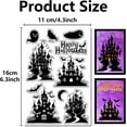 thumbnail image 2 of Happy Halloween Clear Stamps Reusable Retro Castle Ghost Bat Moon Background Postmark Transparent Silicone Stamp Seal for Journaling Craft Scrapbooking Card Making Decoration Supplies DIY, 2 of 6