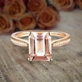 thumbnail image 2 of 1.50 Carat Peach Pink Morganite (7x5mm Emerald Cut Morganite) and Diamond Moissanite Engagement Ring with 18k Gold Plating, 2 of 4