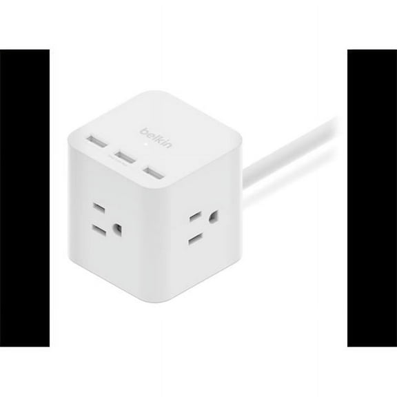 Belkin 6-Outlet Power Cube w/ 3 AC Outlets, 3 USB-A Ports, & 5ft Sturdy Extension Cord - Convenient Compact Cube for Home, Office, Travel, Desktop, & Phone Charger - 4.5 Amps