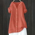 thumbnail image 2 of Women's Solid Color Linen Short Sleeve V-Neck Shirt - Comfortable and Stylish, 2 of 4