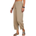 thumbnail image 4 of Idoravan Women's Plus Size Pants Clearance Fashion Women SolidCotton And Linen Casual Loose Trouser Wide Ninth Pants Pants, 4 of 9