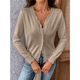 thumbnail image 5 of Suéter de Punto Tipo Cárdigan de Larga con Cuello en V y Botones para Mujer Caqui M, 5 of 9