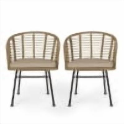 Outdoor Single Leisure Seat Chair, Wicker Weave Relaxing Chair for Patio Garden, Light Brown