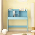 thumbnail image 2 of CASEMIOL Kids Desk with Chair, Study Desk and Chair Set with 3 Adjustment Heights, Kids Writing Table with Large Storage Space, Computer Desk with Cord Holes for Kids Boys Girls Small Space, Blue, 2 of 9