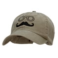 thumbnail image 2 of Mustachio Figure Embroidered Pigment Dyed Wash Caps - Khaki OSFM, 2 of 5