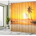 thumbnail image 4 of Ambesonne Tropical Shower Curtain, Wooden Deck Sunset, 69"Wx84"L, Orange Brown, 4 of 4
