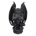 thumbnail image 3 of Ebros 12"H Gothic Horned Bulldog Gargoyle W/ Large Wings Crouching On Pedestal, 3 of 8