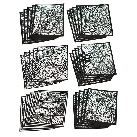 S&S Worldwide Abstract Velvet Art Posters, 5 each of 6 Designs, Designs to Appeal To Everyone, Kids, Adults, Boys, Girls, Color With Markers or Colored Pencils, 8" x 10" Cardstock, Pack of 30.