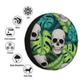 thumbnail image 4 of Naloa Skull and Palm Leaves PVC Leather Spare Tire Wheel Cover for Car Truck SUV Camper Trailer Universal Fit many size17 inch, 4 of 6