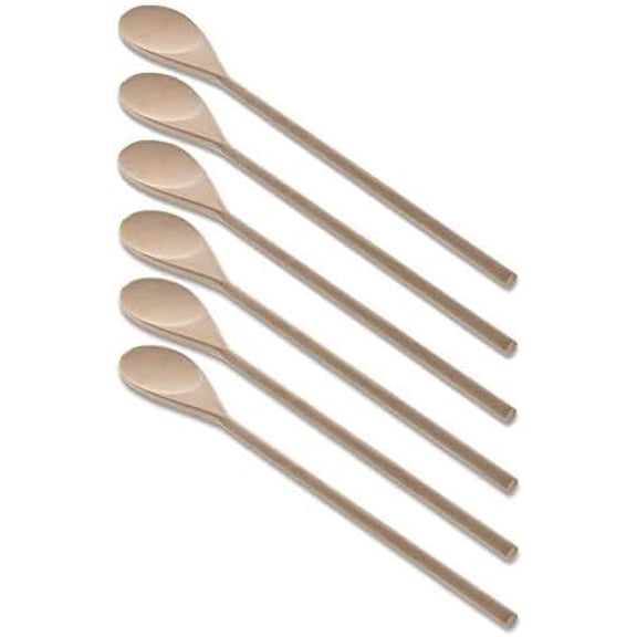 TrueCraftware- Set of 6 Classic 18" Wooden Cooking Spoon Utensils Birchwood- Wood Spoon Nonstick Kitchen Utensil Wooden Utensils for Mixing Stirring Cooking Everyday Use