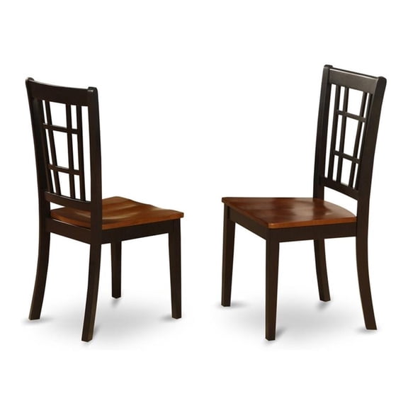 Atlin Designs 10" Wood Dining Chairs in Black/Cherry (Set of 2)