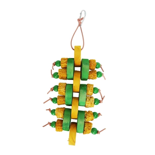 Juguete para pájaros, juguete para masticar, regalos, accesorios para jaulas de pájaros con cuentas de madera, jaula para loros, mordedor Verde