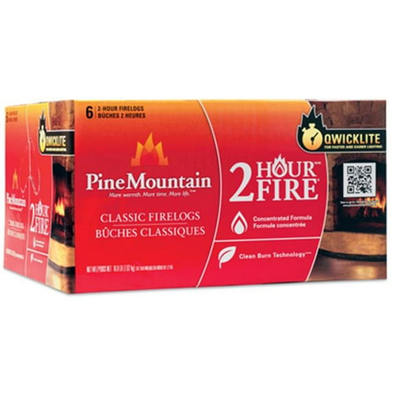 Pine Mountain 4152501201 2 Heures de Temps de Combustion Journal de Feu Traditionnel & 44; Pack - 6