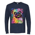 thumbnail image 3 of Funny Neon Pug | Dean Russo Art Animal Lover Mens Long Sleeve Shirt, Vintage Heather Navy, Medium, 3 of 6