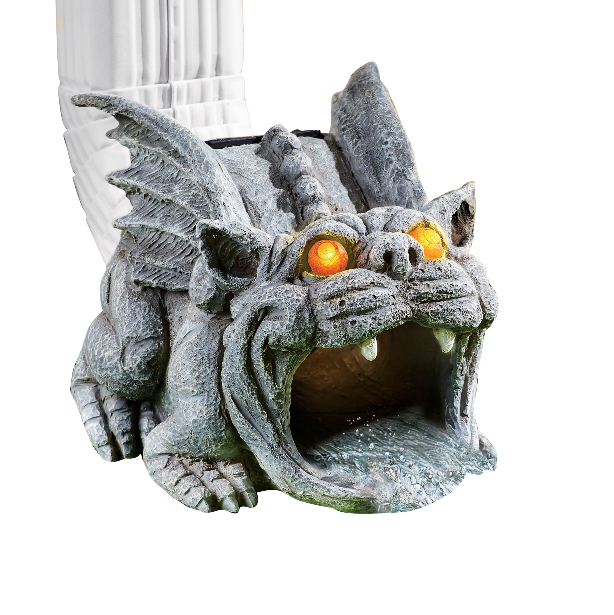 Collections Etc Decorative Solar Gargoyle Gutter Downspout Extension Statue | Improve Drainage | Hand-Painted | Eyes Shine Automatically | Resin