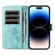 thumbnail image 2 of For iPhone 14 Pro Leather Case Wallet Phone Cover Dandelion Imprint - Green, 2 of 5