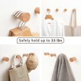 thumbnail image 4 of Natural Wooden Wall Hooks - Pack of 4 - Modern Wood Coat Rack - Decorative Wooden Pegs for Hanging Hat, Towel, or Purse (Beech Wood), 4 of 4