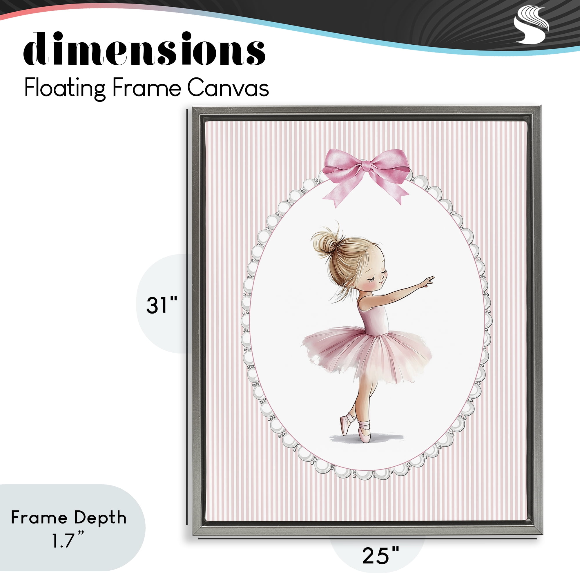Stupell Industries Blush Pink Ballerina Gray Framed Floater Canvas Wall Art, design by Christine Simpson Art