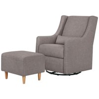 Babyletto Toco Swivel Glider and Stationary Ottoman in Grey Tweed