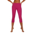 thumbnail image 4 of DGMIOCS Women Capris High Waist Yoga Pants Hollow Out Comfy Stretchy Seamless Leggings Workout Compression Capri Pants Hot Pink XL, 4 of 7
