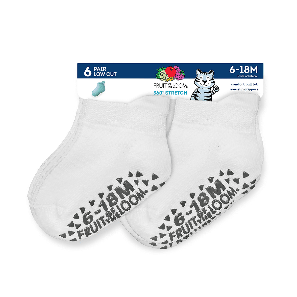 Fruit of the Loom Toddler Low-Cut Socks, 6-Pack, Size 6M-5T
