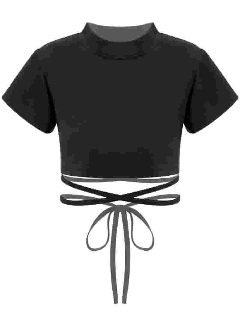 YIZYIF Girls 2Pcs Dance Suit Youth Short Sleeve Crop Top YIZYIF Girls 2Pcs Dance Suit Youth Short Sleeve Crop Top