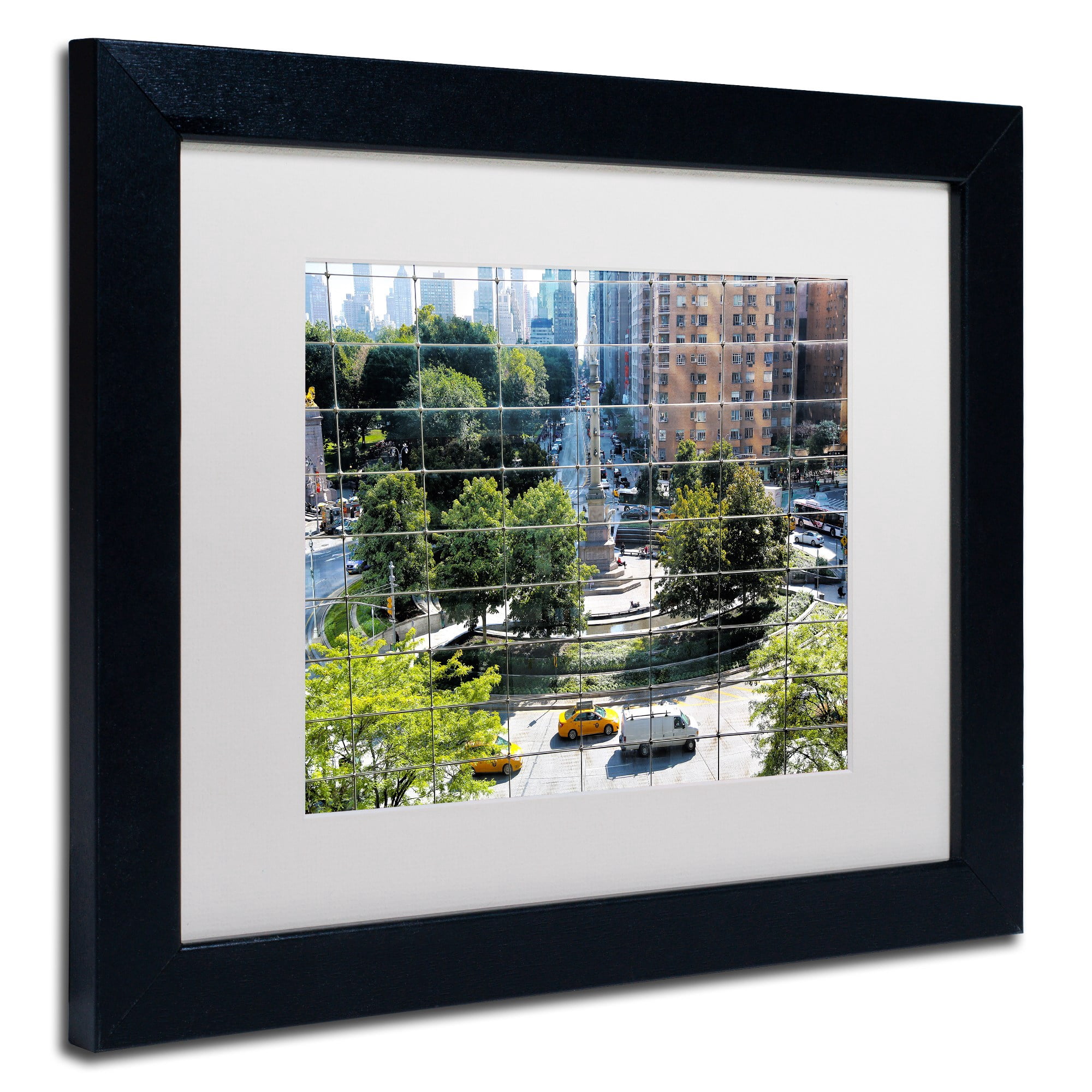 Trademark Fine Art "Columbus Circle" Canvas Art by CATeyes, White Matte, Black Frame
