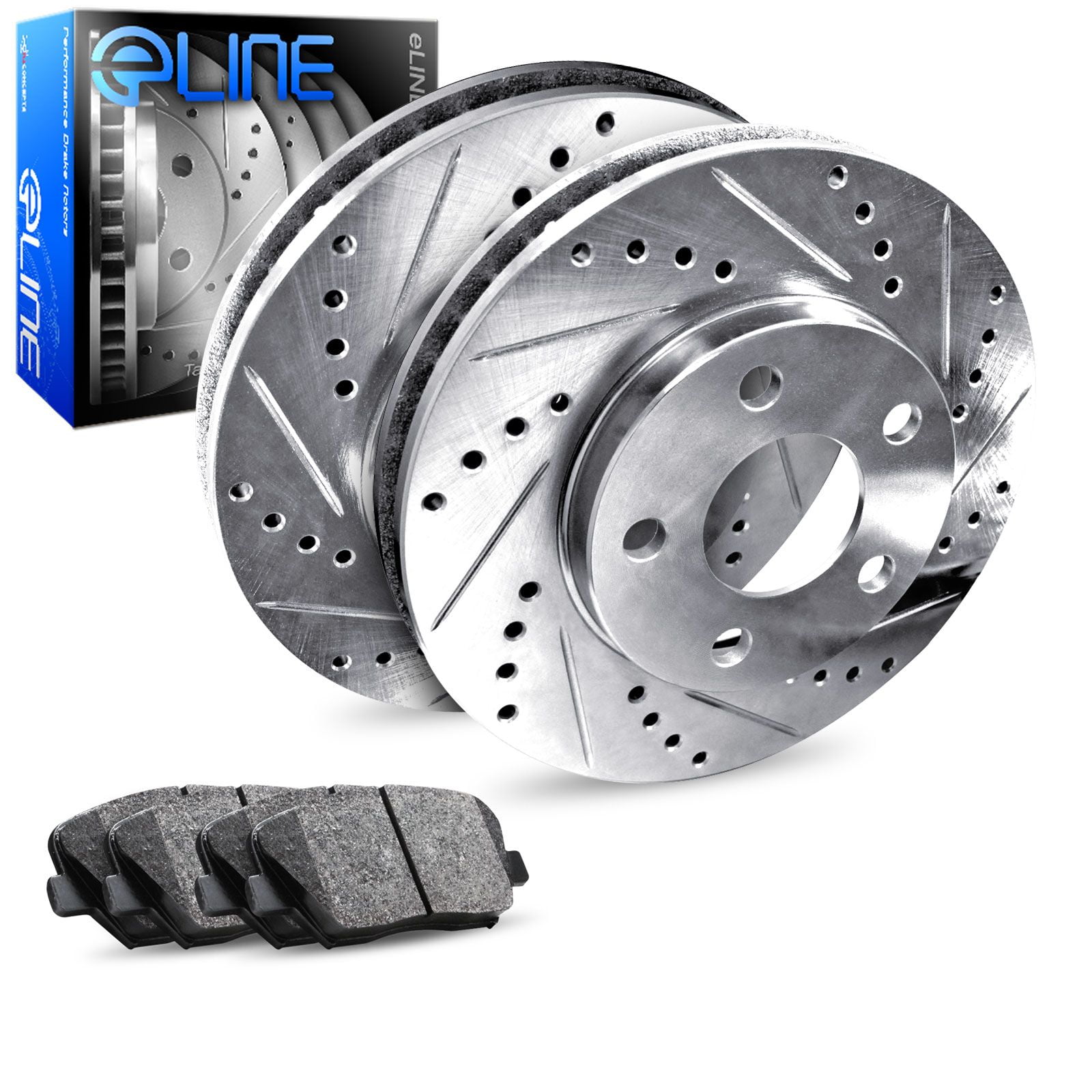 Rear Drill Slot Brake Rotors & Metallic Pads For Ford E150 E250 E350 Econoline 