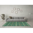 thumbnail image 3 of Ahgly Company Machine Washable Indoor Round Oriental Turquoise Blue Traditional Area Rugs, 5' Round, 3 of 4