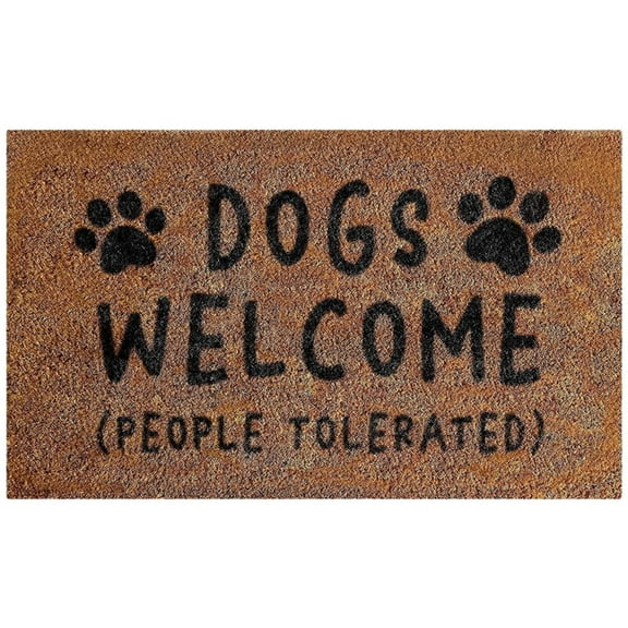 Dogs Welcome People Tolerated Door Mat 23.6 x15.7 in, Funny Dog Doormat, Dog Theme Welcome Mat, Absorbent Mat Soft Non-Slip Foot Mat for Outdoor Indoor Entryway Hallway Kitchen